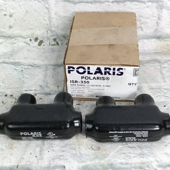 Polaris ISR-350 Black Insulated Multi-Tap Connector 350 MCM-6 AWG 600V Lot of 2 - Picture 1 of 3